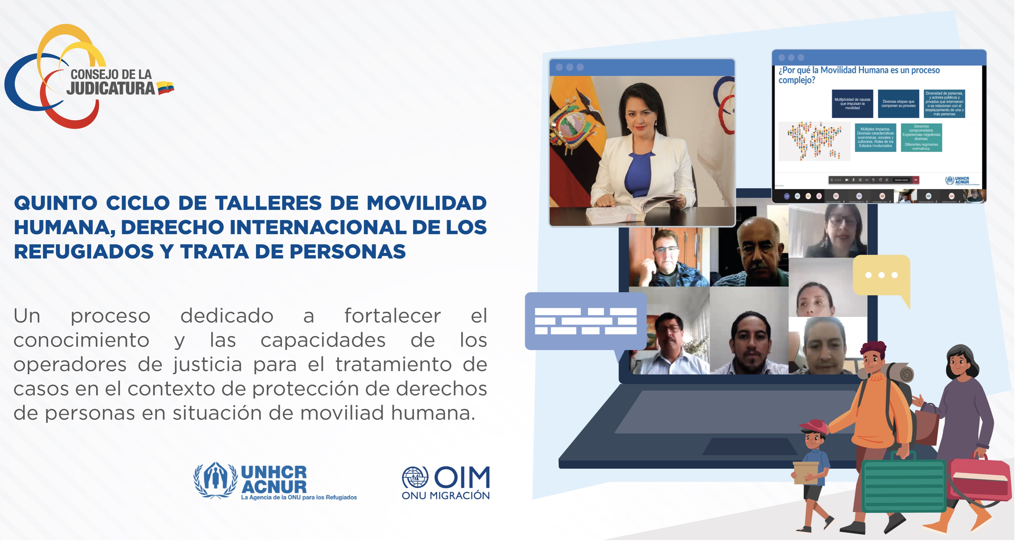 Jueces de Fronteras de Ecuador y Perú se capacitan en temas de movilidad humana y trata de personas