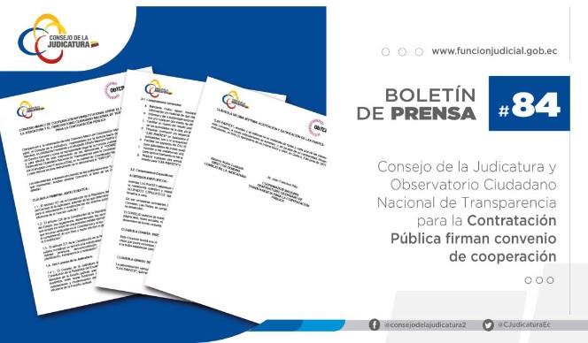 Consejo de la Judicatura y Observatorio Ciudadano Nacional de Transparencia para la Contratación Pública firman convenio de cooperación